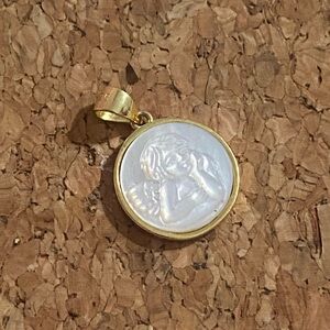 Gold over 925 silver and mother of pearl Angel Pendant